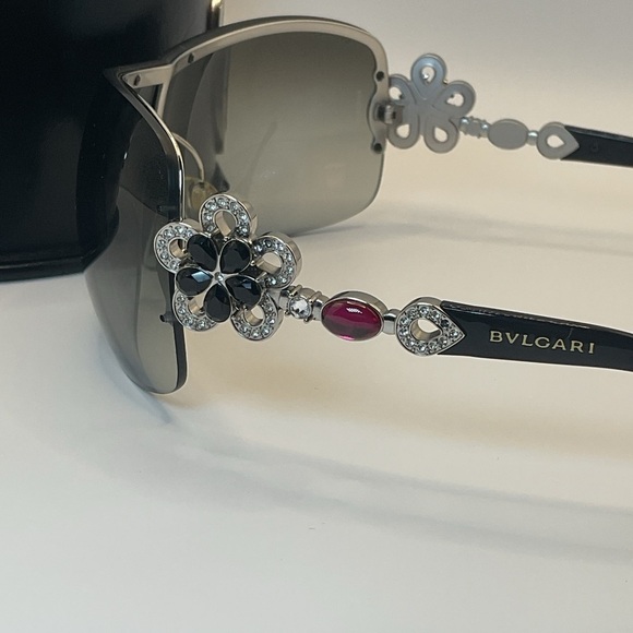 Bulgari Black Shield Sunglasses with Swarovski Crystals main image 5